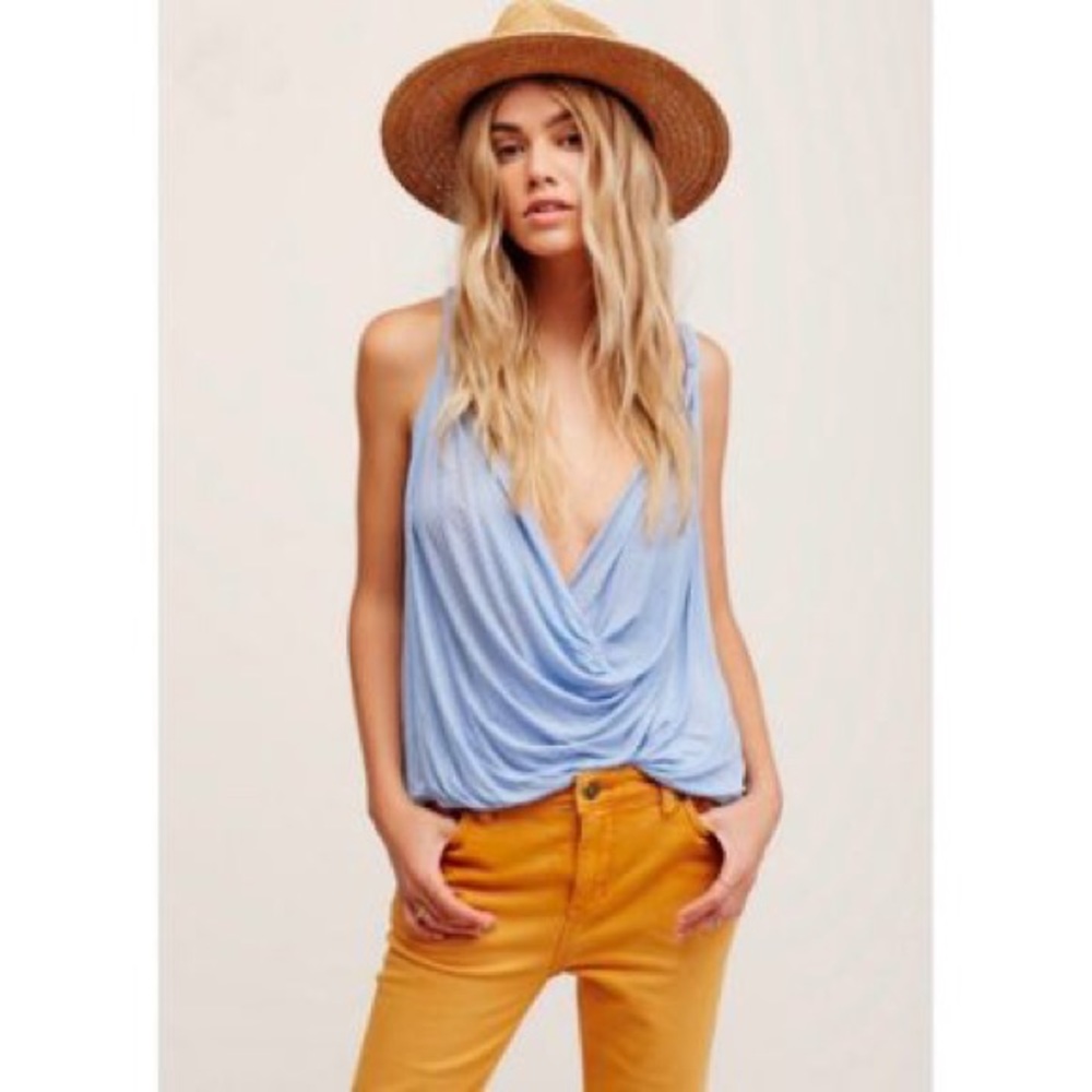 $68 Free People Bulls Eye Draped Twist Front Tank Top Draped Knit